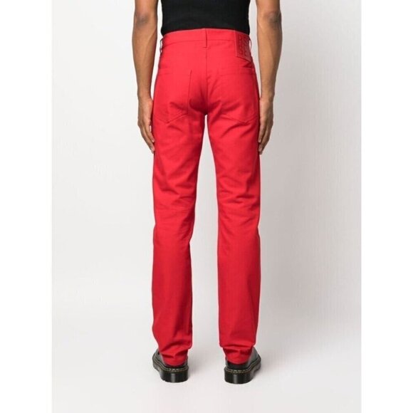 Raf Simons Logo Plaque Straight-leg Denim Trousers M Red New - Picture 13 of 16